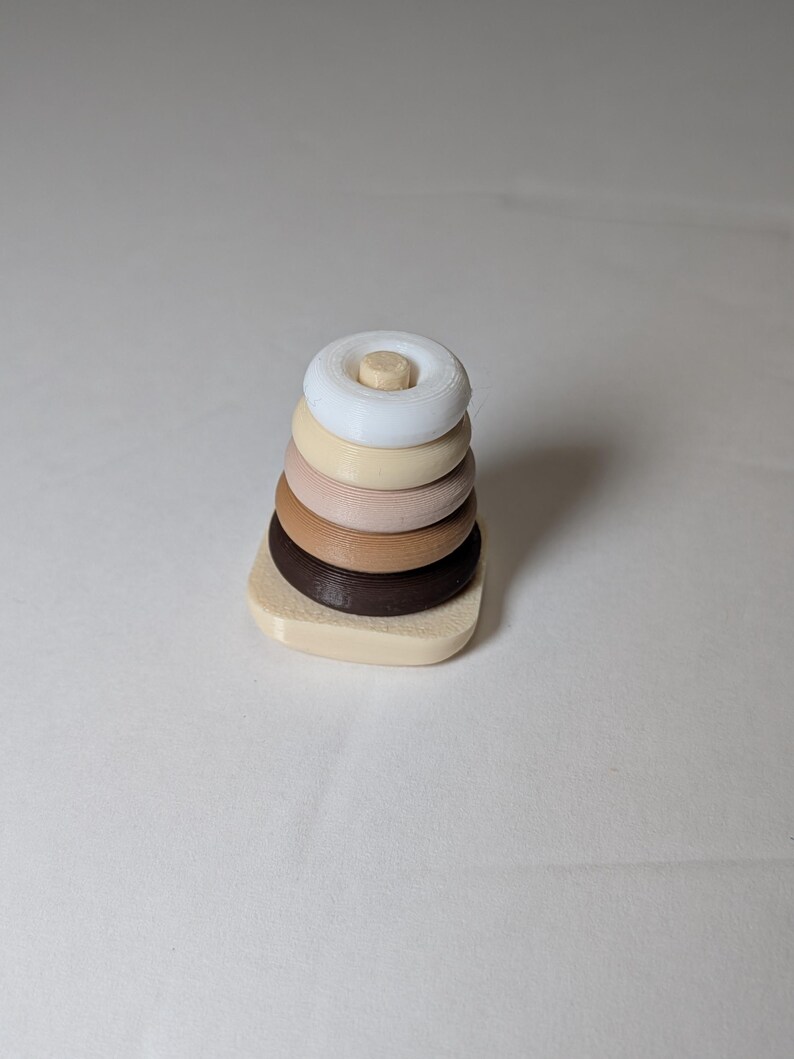 Rocking Stacking Rings for 3 Inch Doll (3D Printed) Neutral- Cream Post