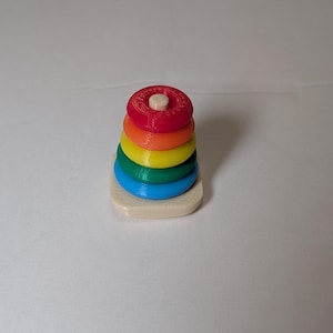 Rocking Stacking Rings for 3 Inch Doll (3D Printed) Rainbow- Cream Post