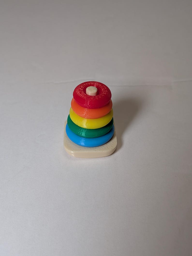 Rocking Stacking Rings for 3 Inch Doll (3D Printed) Rainbow- Cream Post