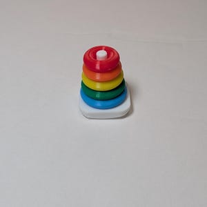 Rocking Stacking Rings for 3 Inch Doll (3D Printed) Rainbow- White Post