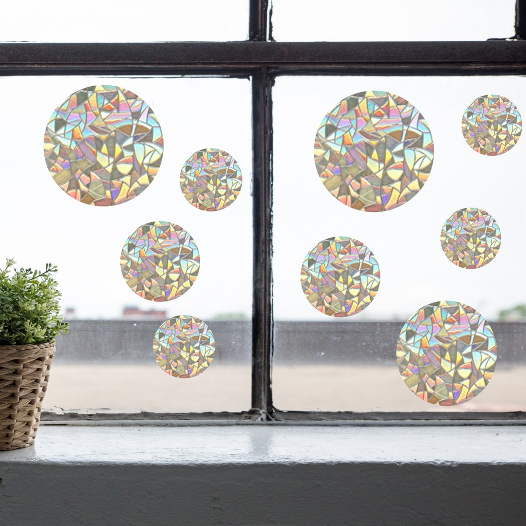 Set of 9 Round Suncatchers Circle Window Cling Rainbow Etsy