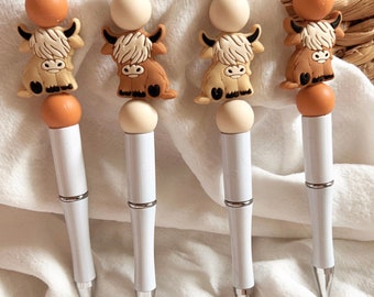 Highland Cow Beaded Pens