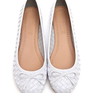 White Woven Ballerinas,Handmade,Leather Woven Shoes,Handwoven Leather Ballerinas