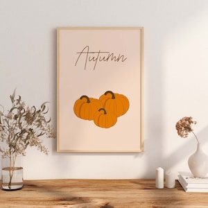 Cartel de calabaza de otoño Decoración de pared de calabaza imprimible Decoración de pared de calabaza Arte de colores de otoño Calabaza minimalista Hola Otoño Decoración de dormitorio de otoño