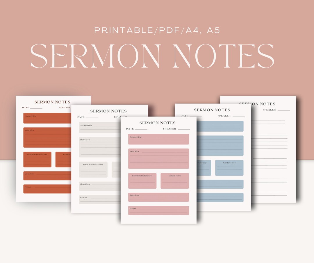 Printable Sermon Note Template Sermon Outline PDF Sermon Notes Church ...