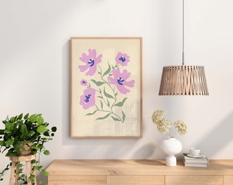 Pink Floral Art Print: Botanical Spring Flowers Poster (Digital Art)