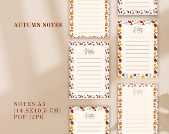 Notizseite zum selbst ausdrucken Notizen im Lineal Notizseite im Kalender Notizseite im Planer Farbiger Notizplaner Einlegeblatt für Notizbuch mit Herbst Notizen