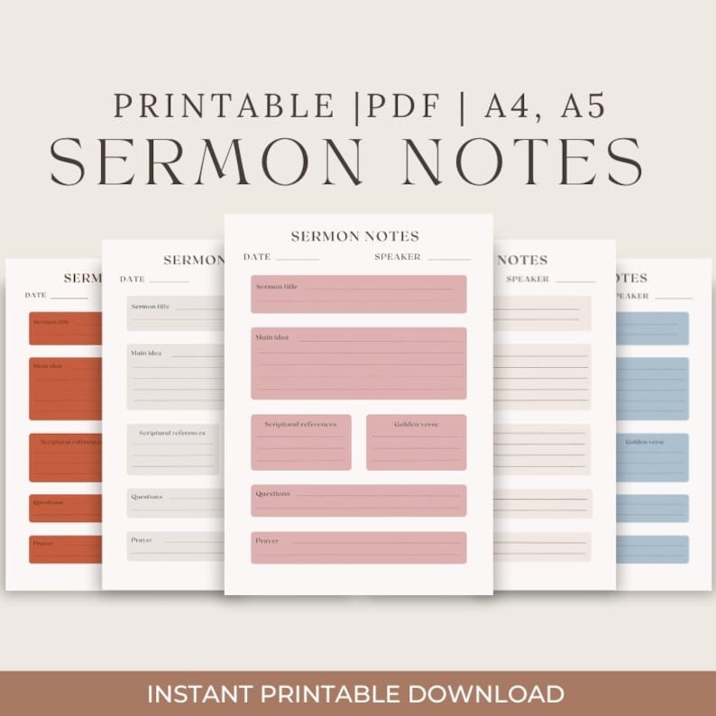 Printable Sermon Note Template Sermon Outline PDF Sermon Notes - Etsy