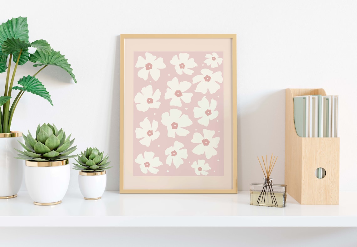 Pink Floral Wall Art Spring Poster Flower Market Digital Art Download ...
