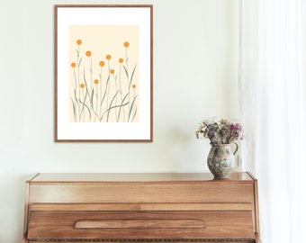 Blumenkomposition Wildblumen Poster Herbst Blume Floral Art Printable, Botanische Wandkunst, Galerie Wandset, Wohnheimdekor