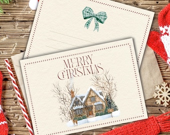30 Biglietti Di Natale Vintage: Cartoline Augurali Con Elementi Festivi, Retro Senza Scritta, Fai Da Te - 2