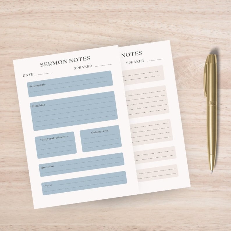 Printable Sermon Note Template Sermon Outline PDF Sermon Notes - Etsy