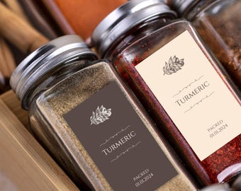 Modern Minimalist Spice Jar Labels: Editable DIY Template (Digital Download)