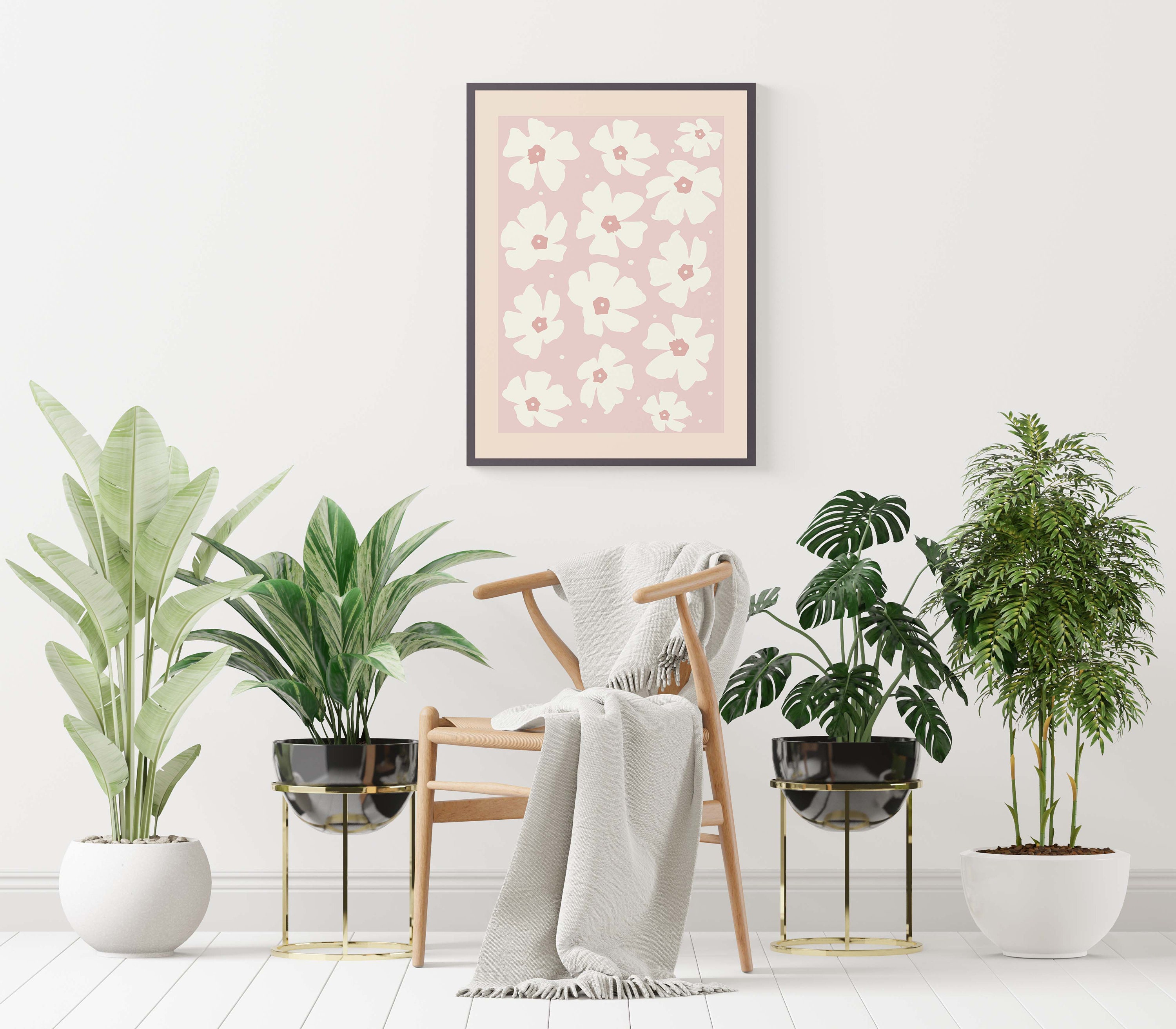 Pink Floral Wall Art Spring Poster Flower Market Digital Art Download ...