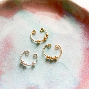 Beaded ear cuff • 14k gold filled • sterling silver • cuff earring • no piercing • faux earring • fake earring • helix • conch