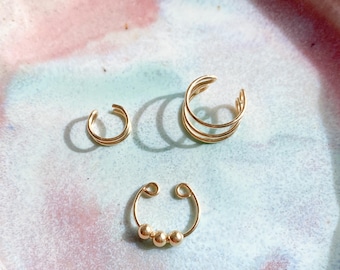 Ear cuff trio set • 14k gold filled • sterling silver • cuff earring • no piercing • faux earring • fake earring • helix • conch