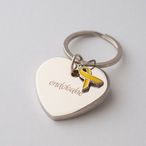 Keychain heart "endobabe" with bow, made of stainless steel with engraving, endometriosis