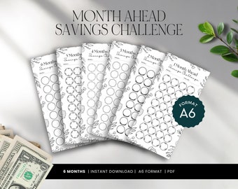 Month Ahead Savings Challenge, Month Ahead Cash Stuffing Savings, A6 Binder Savings Challenge, INSTANT DOWNLOAD - 6 Months Ahead - Flowers