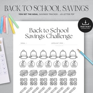 Back to School Savings Challenge, Education Savings Tracker Printable, School Savings Goal, Budget Cash Envelopes, INSTANT DOWNLOAD, PDF