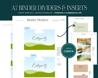 A7 bindmiddel tabblad verdelers en inzetstukken Canva sjabloon, bewerkbare geldverdelers en inzetstukken, contante budgettering, INSTANT DOWNLOAD, commercieel gebruik