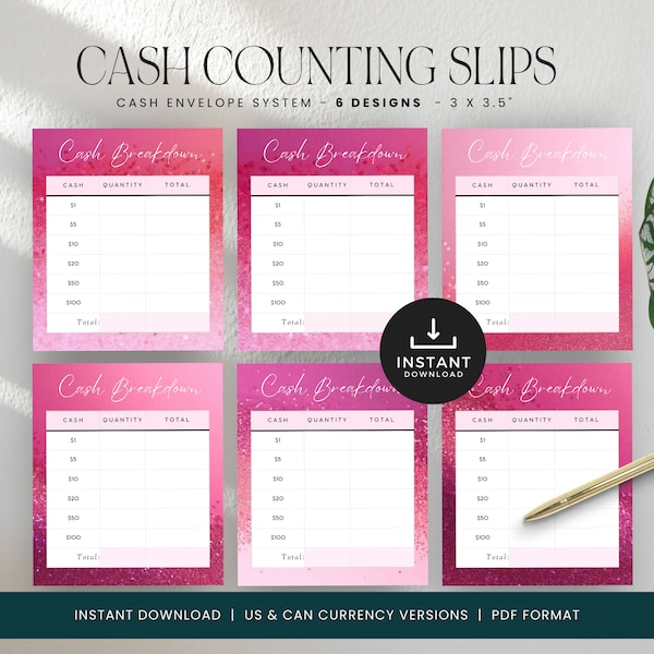 Cash Coin Breakdown Slip Etsy Cash Coin Breakdown Slip Etsy