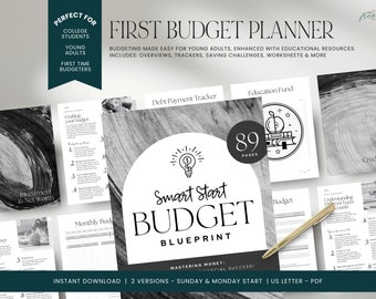 College Student Budget Template, Budget Planner For Beginners, Finance Binder Printable, Budget Workbook, INSTANT DOWNLOAD, 89p - Gray LD056