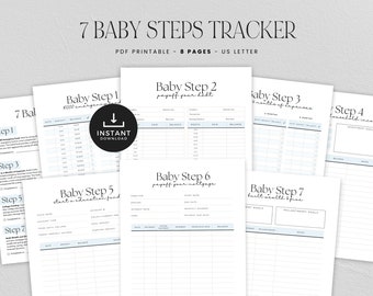 7 Baby Steps Progress Tracker Printable, FIRE movement, Dave Ramsey Financial Planner, Budget Planner, INSTANT DOWNLOAD, 8 Pgs - Blue LD054