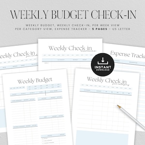 Weekly Budget Check In Printable, Paycheck budget Template, Weekly Budget Check-In, Biweekly Budget Tracker, INSTANT DOWNLOAD, Blue LD054