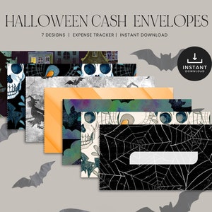 Sobre de efectivo para Halloween imprimible con rastreador de transacciones, sistema de sobres de presupuesto horizontal, PDF de presupuesto de efectivo, DESCARGA INSTANTÁNEA, juego 7