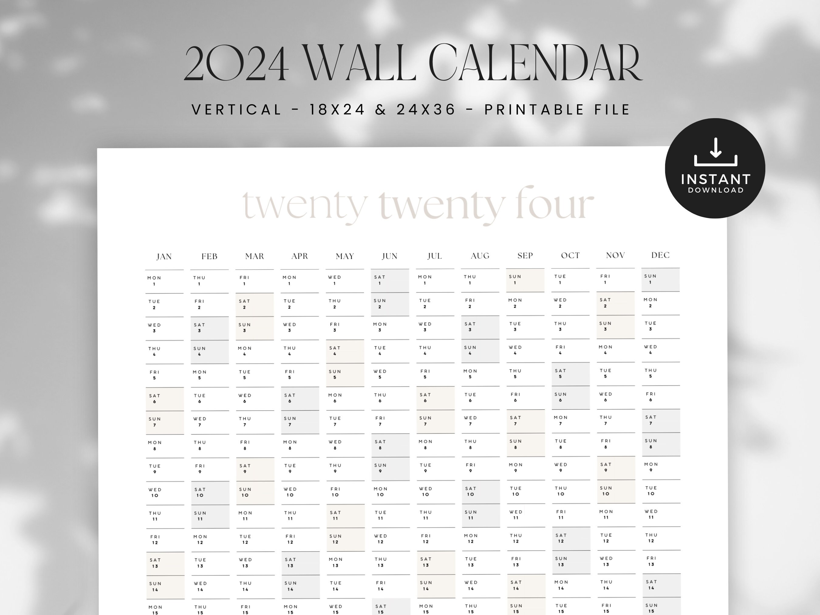 2024 wall calendar printable 2024 wall calendar planner etsy portugal