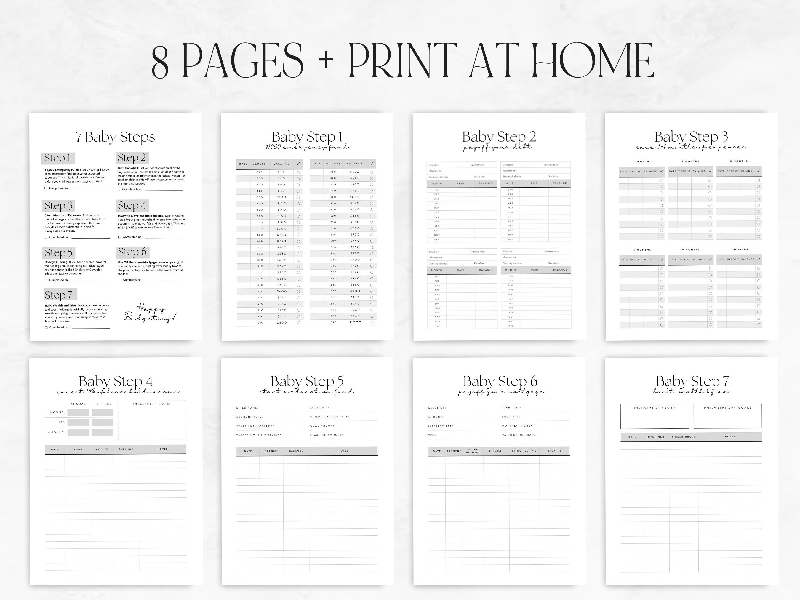 7 Baby Steps Progress Tracker Printable, FIRE Movement, Dave Ramsey ...
