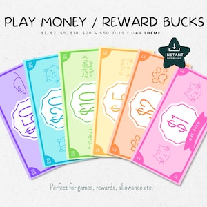Spielgeld für Kinder, druckbare Belohnungsdollar, Geldspiele für Kinder, Pretend Geld, lustiges Geld, SOFORTIGER DOWNLOAD - Katz und Maus