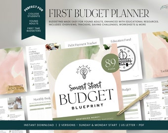 Planificador de presupuesto para estudiantes universitarios, plantilla de presupuesto para estudiantes, rastreador de finanzas imprimible, presupuesto para principiantes, DESCARGA INSTANTÁNEA - Boho