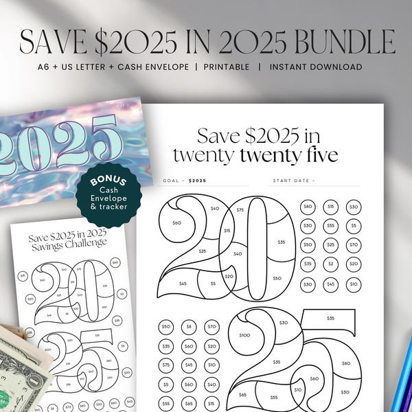 Printable Savings Challenge 2025 Etsy