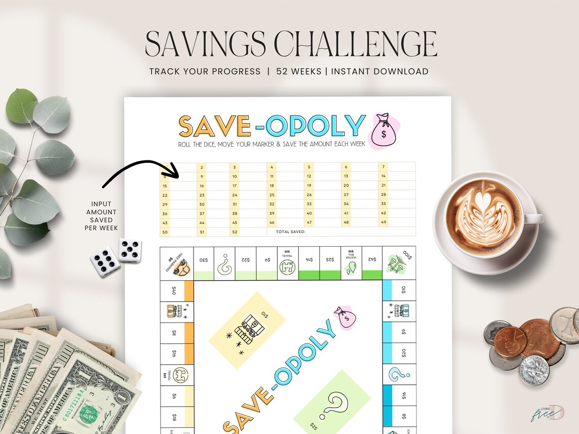 Saveopoly Printable Saveopoly Savings Challenge Money Games