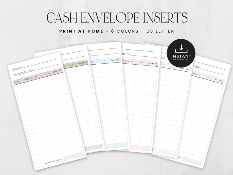 Minimalist Cash Envelope Inserts, 3x6 Budgeting Inserts, Cash Trackers ...