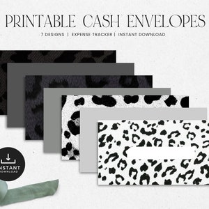 Sobres para dinero en efectivo con diseño de leopardo, sobres para dinero con registro de gastos, sistema de sobres para presupuestos imprimibles, presupuestos en efectivo, descarga instantánea, juego de 7
