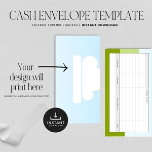 Cash Envelope Canva Template, Editable Envelope with Spending Tracker, Savings Envelope for Budgets, INSTANT DOWNLOAD, Commercial Use image 4