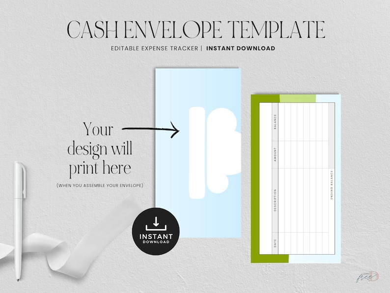 Cash Envelope Canva Template, Editable Envelope with Spending Tracker, Savings Envelope for Budgets, INSTANT DOWNLOAD, Commercial Use image 4