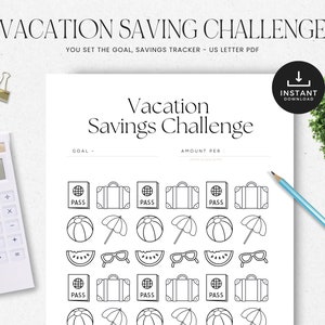 Travel Savings Challenge, Vacation Savings Tracker Printable, Vacation Savings Goal, Budget Cash Envelopes, INSTANT DOWNLOAD, PDF Letter