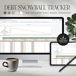 Schuldensneeuwbalcalculator Spreadsheet Google Spreadsheets, schuldbetalingsplanner-tracker, budgetsjabloon lening uitbetaling, INSTANT DOWNLOAD, groen LD018