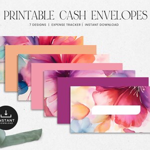 Sobres para efectivo, sobres para dinero con registro de gastos, sistema de sobres para presupuestos imprimibles, presupuestos de efectivo, DESCARGA INSTANTÁNEA - Bright Florals