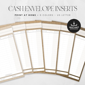 Inserções de envelope de dinheiro, inserções de orçamento 3x6, rastreadores de dinheiro para impressão, rastreador de gastos/despesas, DOWNLOAD INSTANTÂNEO, conjunto de 6 - papelão