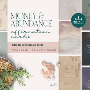 48 cartes d'affirmation argent et abondance à imprimer | Histoires sur les réseaux sociaux | Affirmations positives | Téléchargement instantané | Nature - LD004