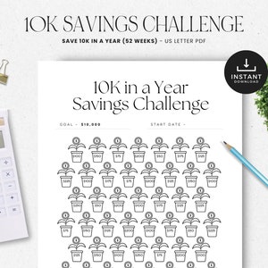 10000 Savings Challenge Envelopes, 10K Savings Challenge Printable, Savings Goals Budgeting, Cash Envelopes, INSTANT DOWNLOAD, PDF Letter