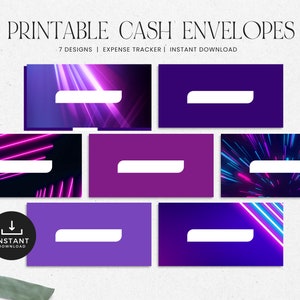 Sobres para efectivo, sobres para dinero con registro de gastos, sistema de sobres para presupuestos imprimibles, presupuestos de efectivo, DESCARGA INSTANTÁNEA - Set 7 - Neon