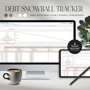 Schuldensneeuwbalcalculator Spreadsheet Google-spreadsheet, planner voor schulden, afbetalingssjabloon lening, INSTANT DOWNLOAD, neutraal LD018