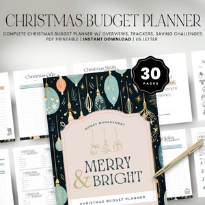 Julbudgetplanerare, arbetsbok för högtidsekonomi, utskrivbar presentbudgetplanerare, rea- och rabattspårare, DIREKT NEDLADDNING, 30 öre - Julgranskulor