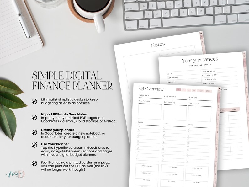 Simple Budget Planner Digital Workbook: Minimalist Finance Tracker for Goodnotes & Notability ...