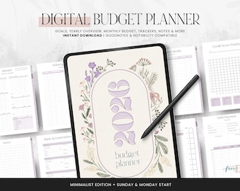 GoodNotes Budget by Paycheck: 2026 Purple Digital Monthly Budget Planner, Tablet Financial Workbook Instant Download - LD053